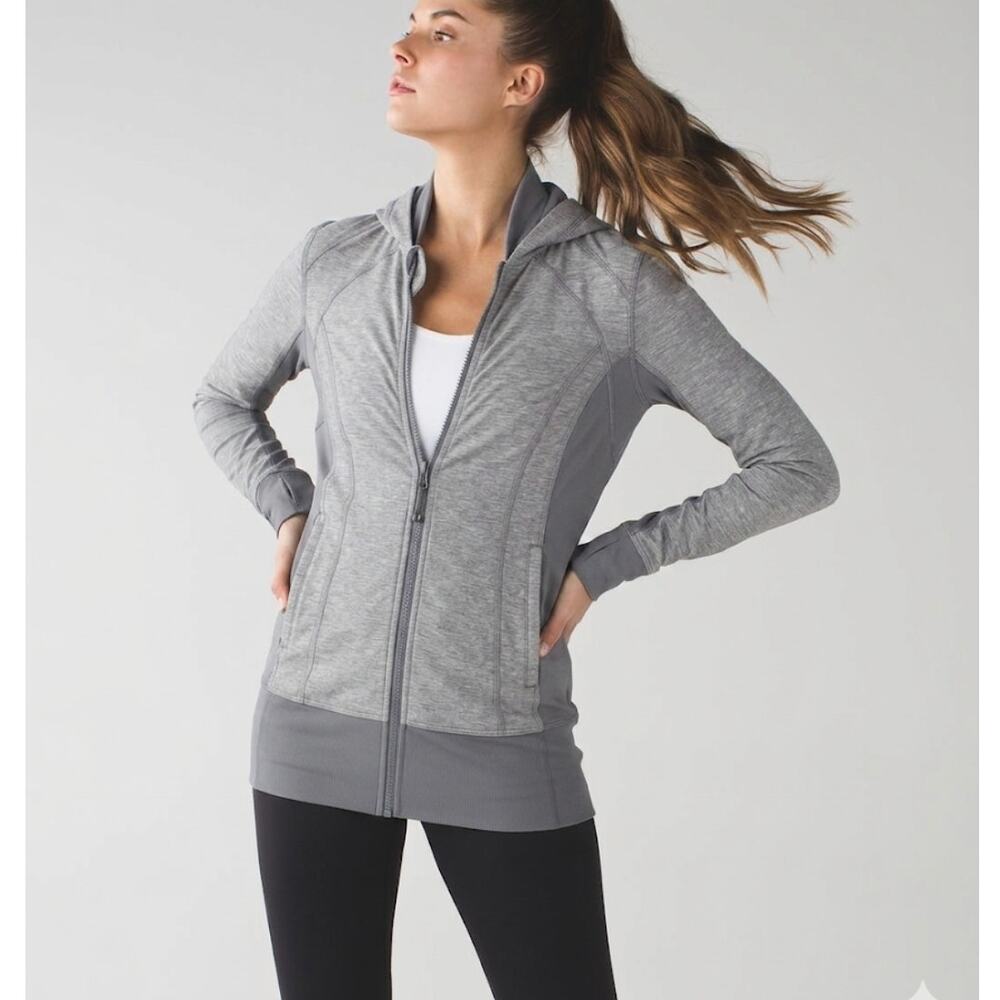 Lululemon Daily Practice Jacket Light Gray Full Zip Sports Active Gym Size 10